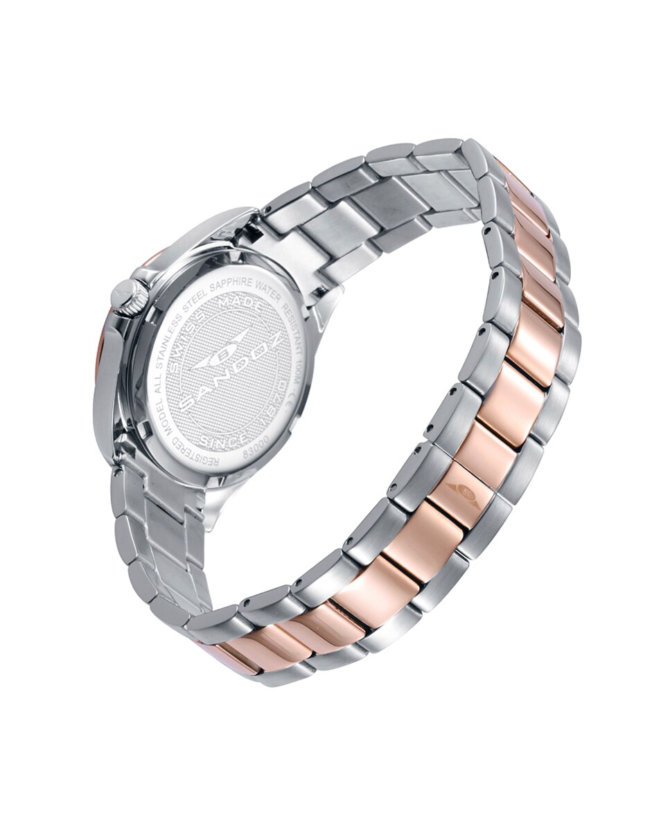 Relógio Casuel, Caixa e Bracelete Bicolor de Aço e Ip Rosa Multicolor-2