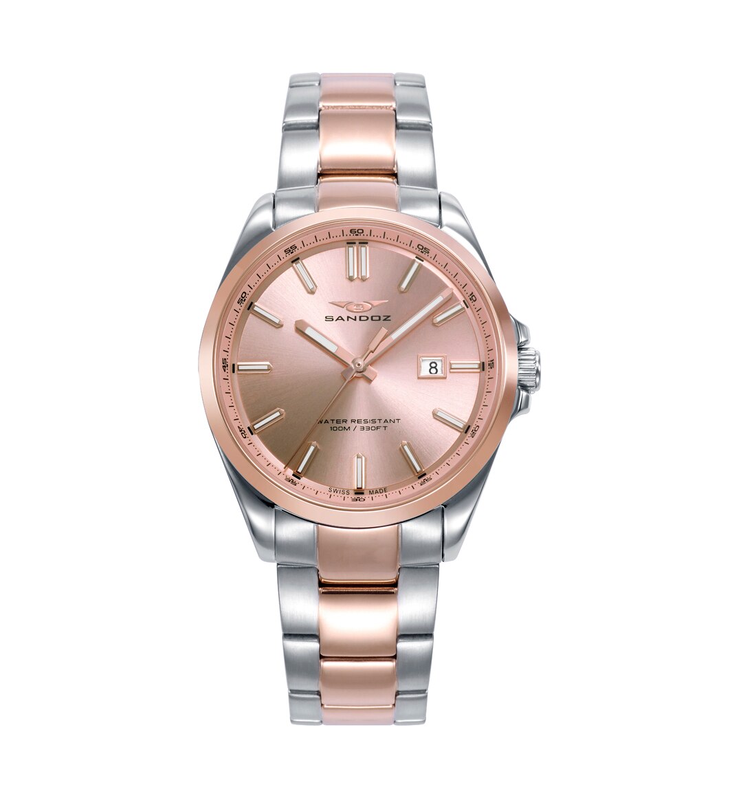 Relógio Casuel, Caixa e Bracelete Bicolor de Aço e Ip Rosa Multicolor-3