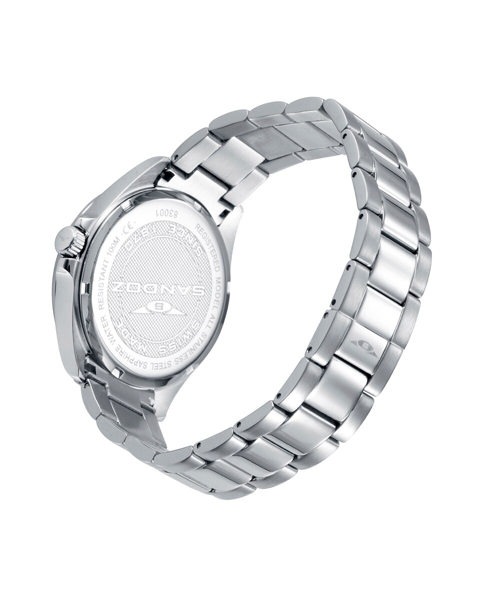 Relógio Casuel, Caixa Bicolor de Aço e Ip Rosa, Bracelete de Aço Prateado-2