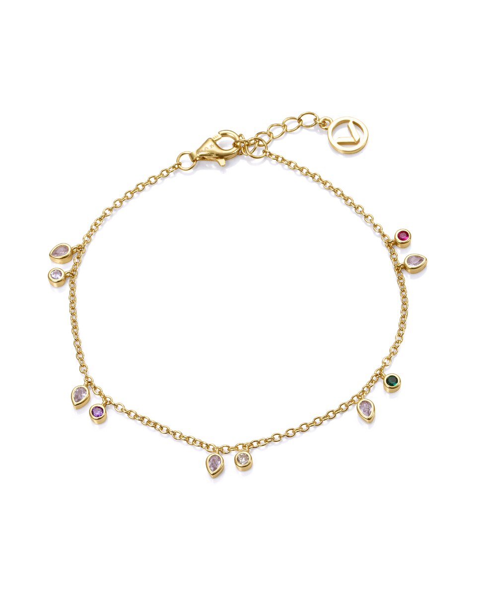 Pulseira Trend de Prata de Lei com Banho de Ouro e Zircónias Coloridas Multicolor-1