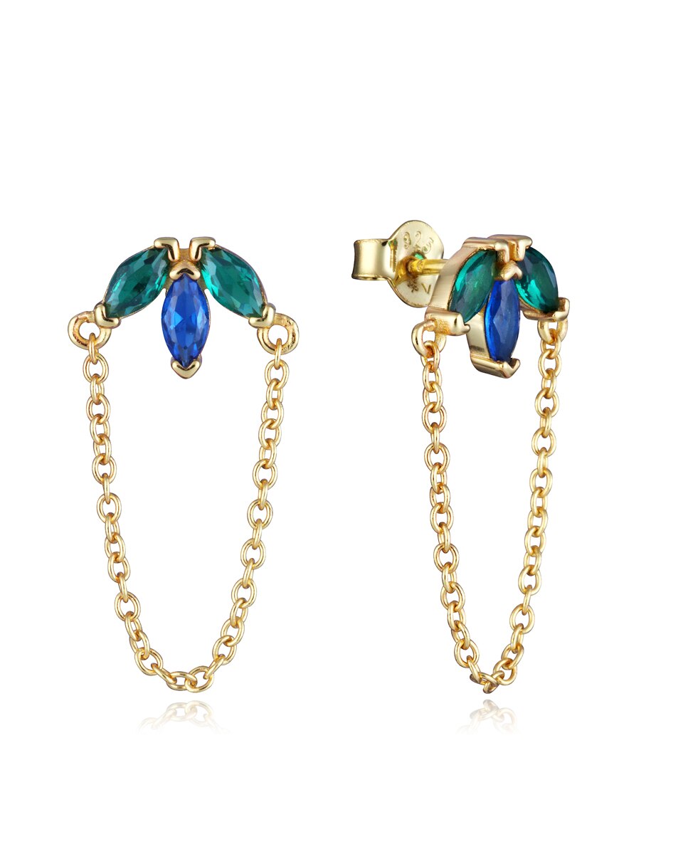 Brincos Trend de Prata de Lei com Banho de Ouro e Zircónias Multicolor-1