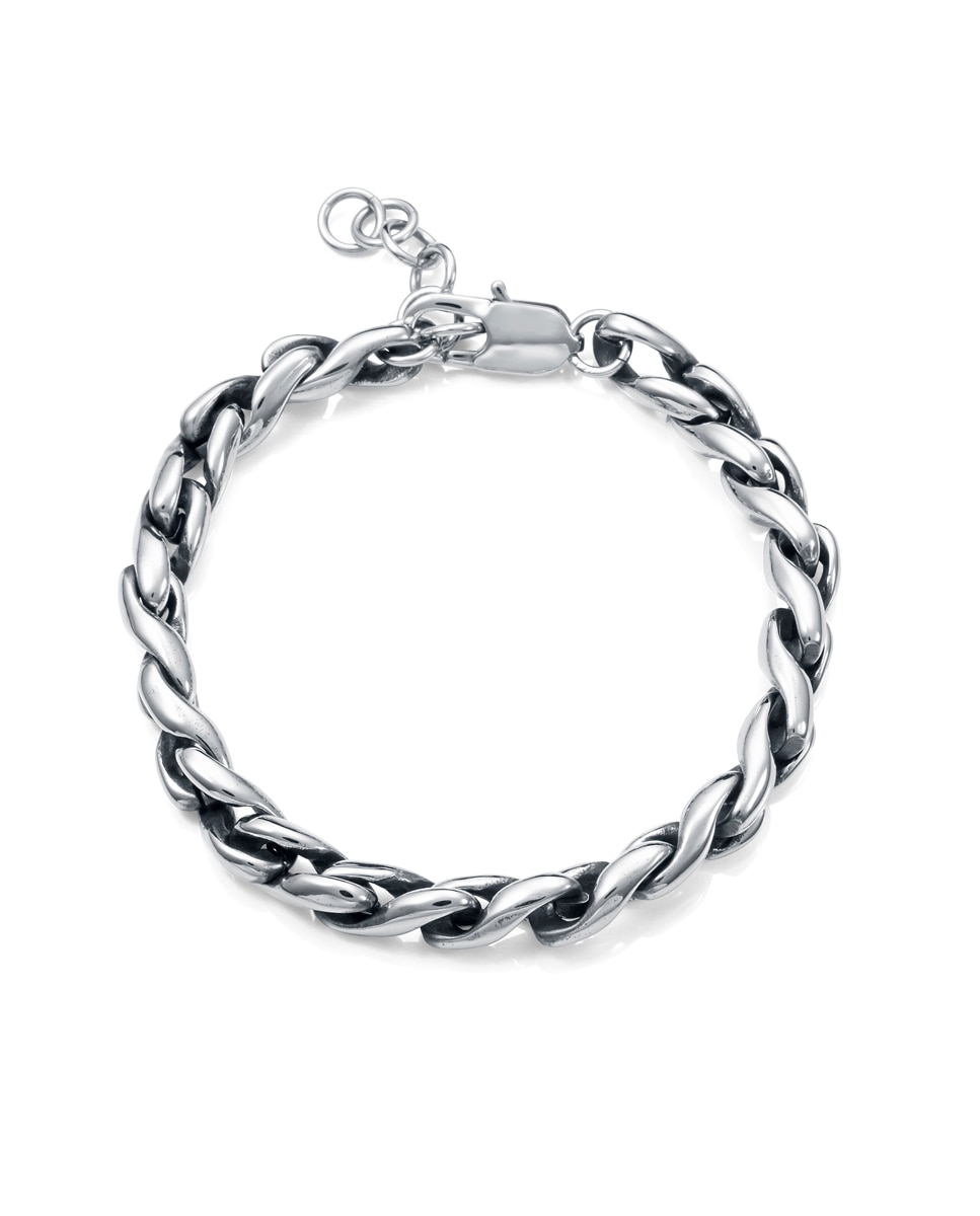 Pulseira Magnum de Corrente de Aço Prateado-1