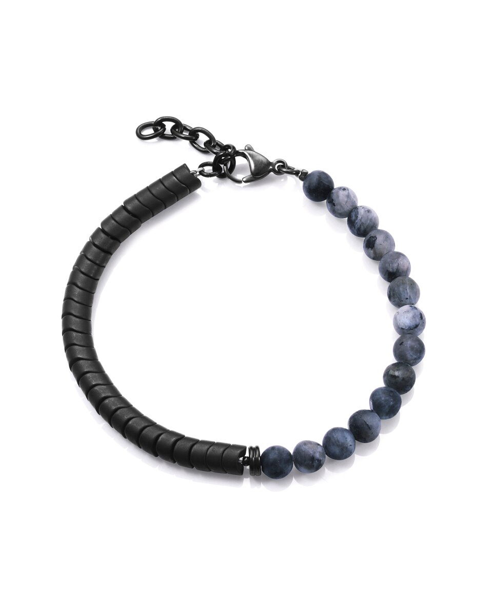 Pulseira Combinada Beat de Pedras Naturais Labradorita e Hematita Preto-1