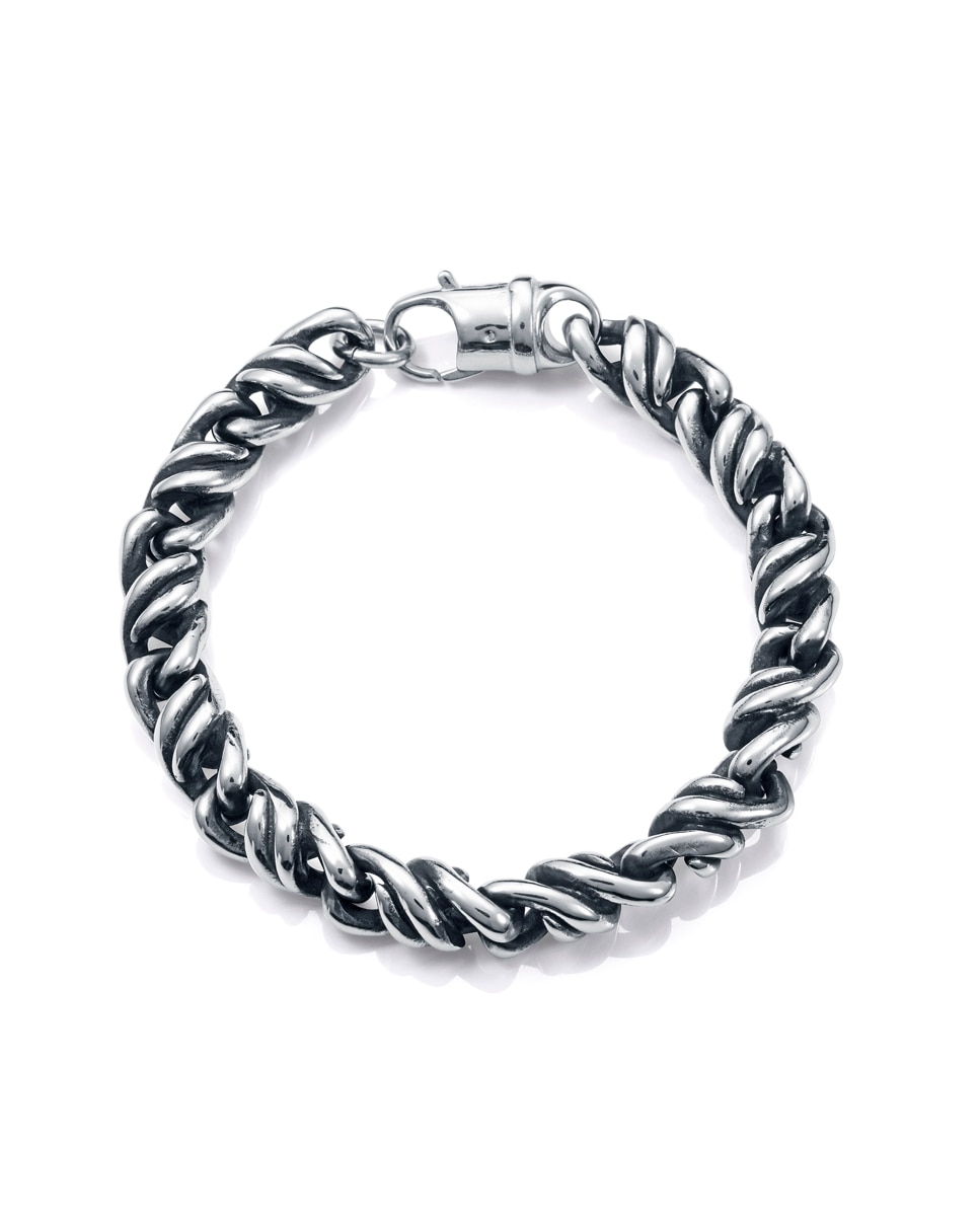 Pulseira Beat Corrente de Aço Envelhecido Prateado-1