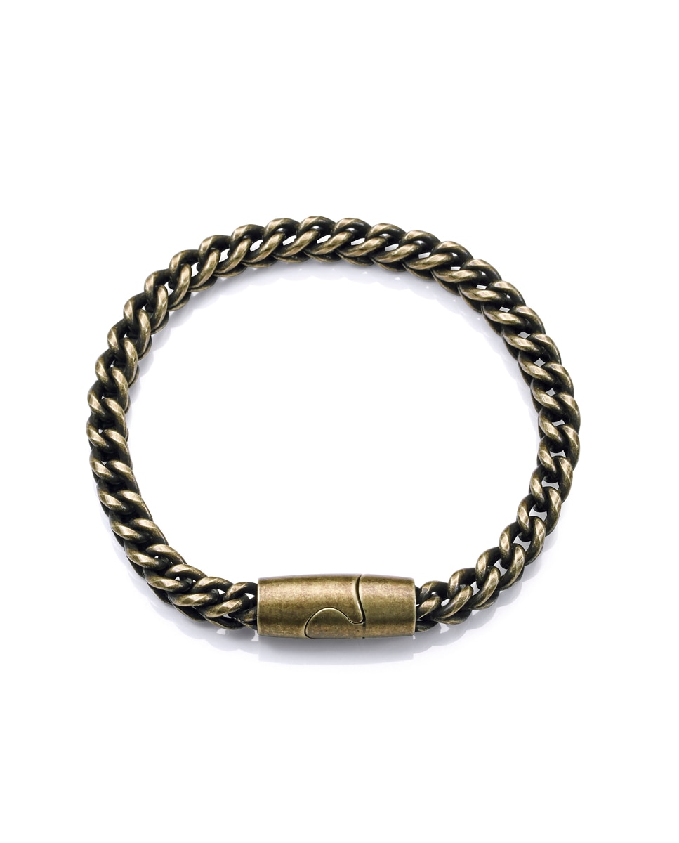 Pulseira Beat de Corrente de Aço Ip Latão Envelhecido Dourado-1