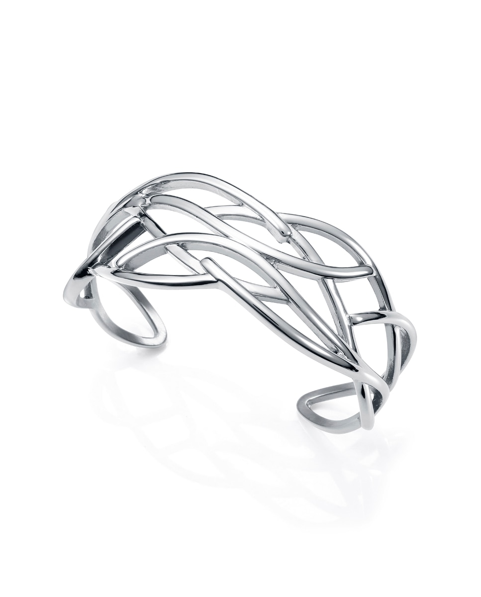 Pulseira Chic de Aço com Motivos de Ondas Prateado-1