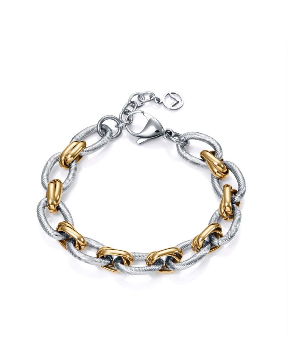 Pulseira Coleção Laura Escanes de Aço Bicolor com Elos em Aço e Ip Dourado Bicolor-1