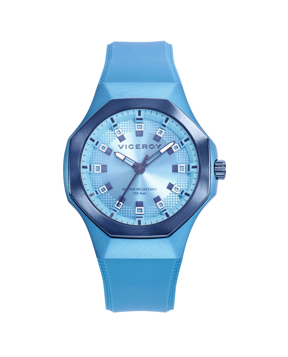 Relógio Analógico Colors com Caixa de Alumínio e Bracelete de Silicone em Azul Azul-1