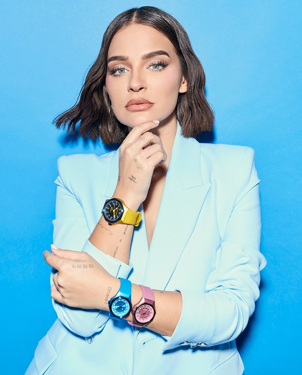 Relógio Analógico Colors com Caixa de Alumínio e Bracelete de Silicone em Azul Azul-3