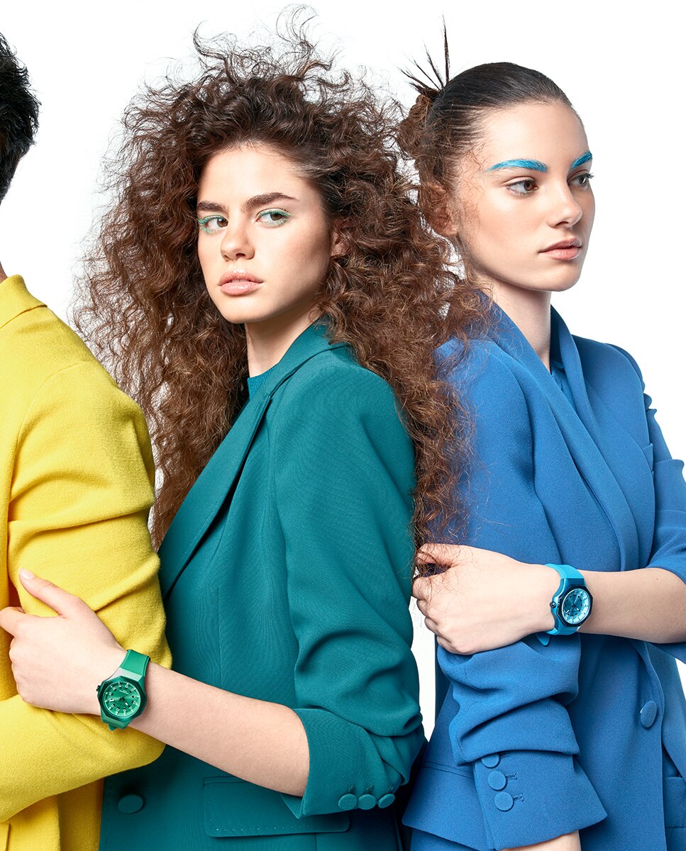 Relógio Analógico Colors com Caixa de Alumínio e Bracelete de Silicone em Azul Azul-5