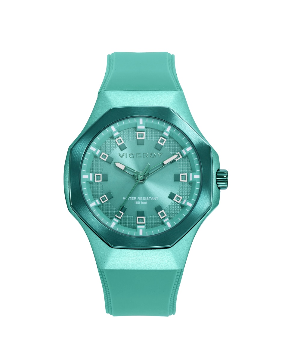 Relógio Analógico Colors com Caixa de Alumínio e Bracelete de Silicone Verde Verde-azulado-1
