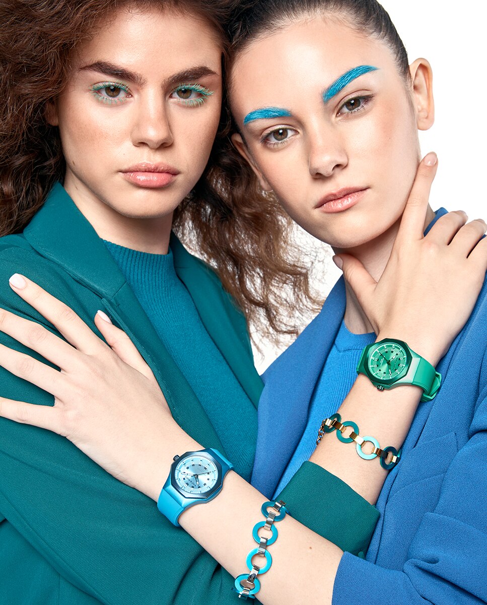 Relógio Analógico Colors com Caixa de Alumínio e Bracelete de Silicone Verde Verde-azulado-4