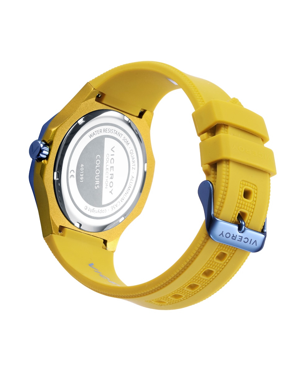 Relógio Analógico Colors com Caixa de Alumínio e Bracelete de Silicone Amarela Amarelo-2