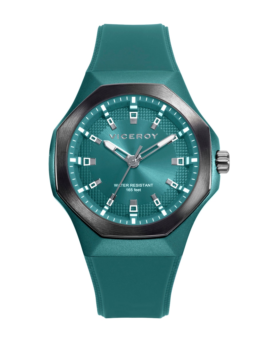 Relógio Analógico Colors com Caixa de Alumínio e Bracelete de Silicone Verde Azul-turquesa-1