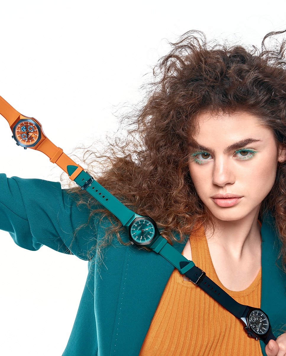 Relógio Analógico Colors com Caixa de Alumínio e Bracelete de Silicone Verde Azul-turquesa-6