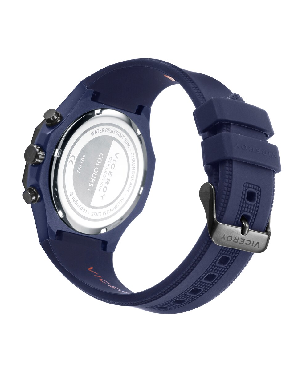 Relógio Analógico Colors com Caixa de Alumínio e Bracelete de Silicone Azul Azul-marinho-2