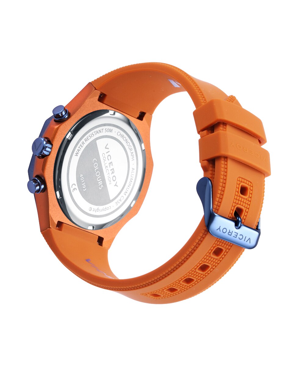 Relógio Analógico Colors com Caixa de Alumínio e Bracelete de Silicone em Laranja Laranja-2