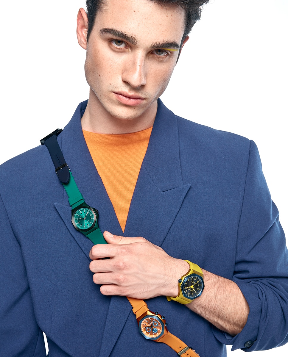 Relógio Analógico Colors com Caixa de Alumínio e Bracelete de Silicone em Laranja Laranja-4