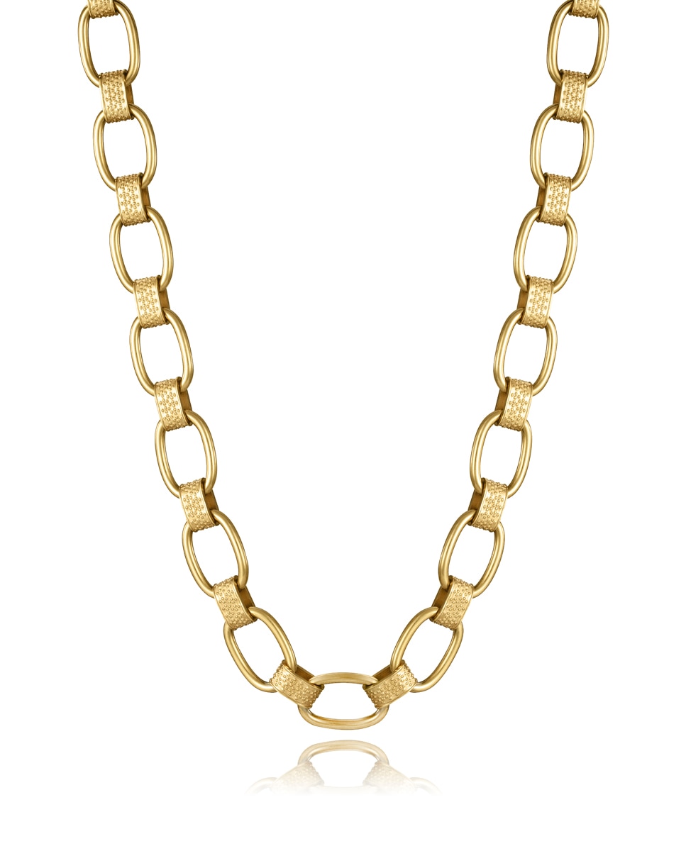 Colar Coleção Laura Escanes de Aço com Elos Grandes em Ip Dourado Dourado-1