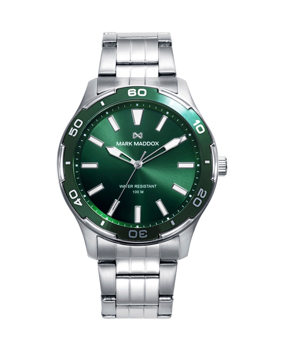 Relógio Analógico Mission Caixa de Aço com Bisel Verde e Bracelete de Aço Verde-1