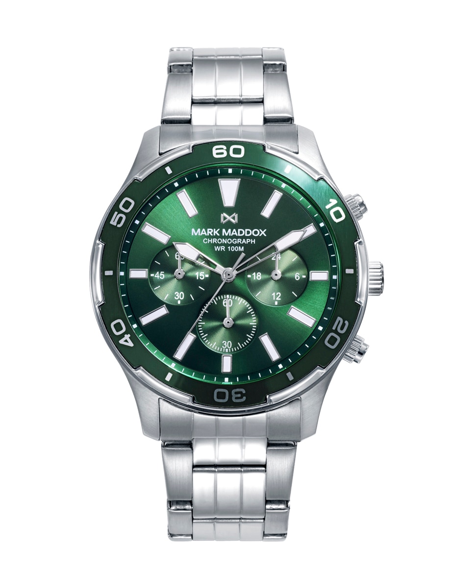 Relógio Analógico Mission Caixa de Aço com Bisel Verde e Bracelete de Aço Verde-1
