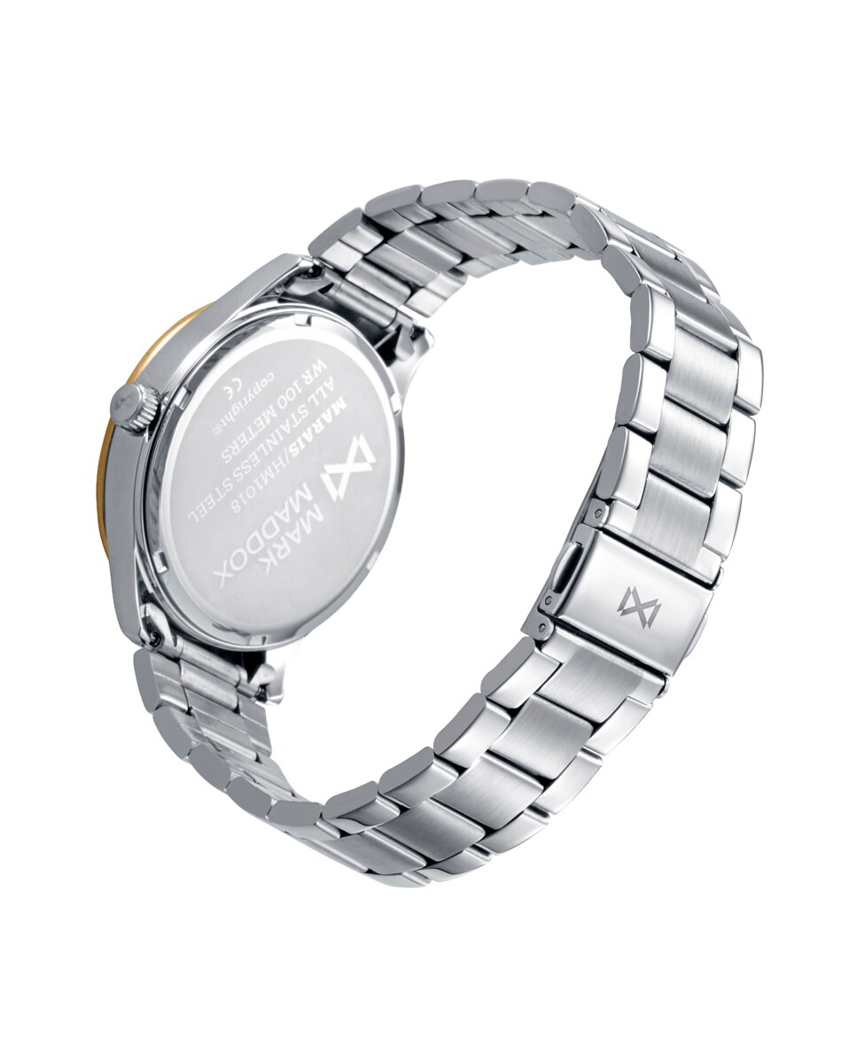 Relógio Analógico Marais Caixa Bicolor de Aço e Ip Dourado e Bracelete de Aço Verde-2