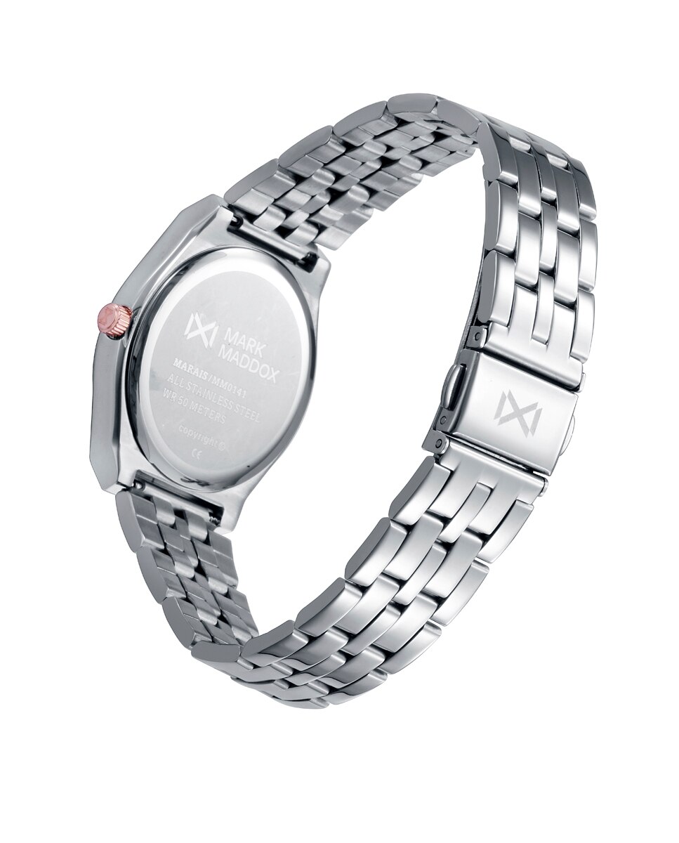 Relógio Analógico Marais Caixa Bicolor de Aço e Ip Rosa com Bracelete de Aço Ouro / Prata-2