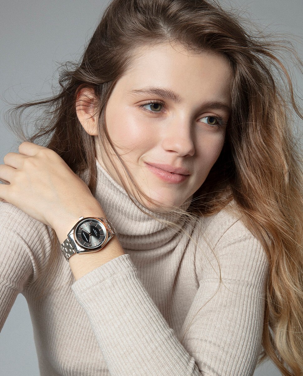 Relógio Analógico Marais Caixa Bicolor de Aço e Ip Rosa e Bracelete de Aço Crómio / Dourado-4