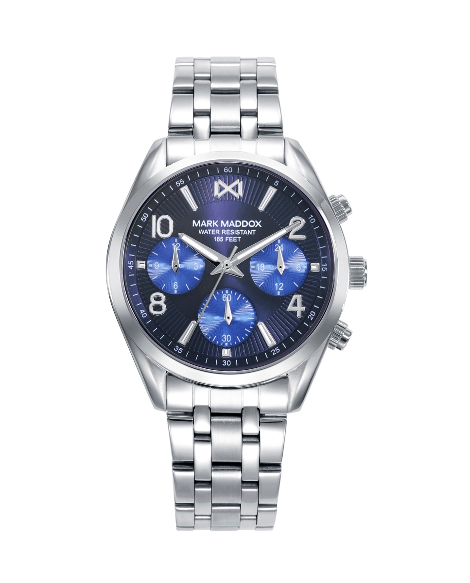 Relógio Analógico Marais com Caixa e Bracelete de Aço Azul-1