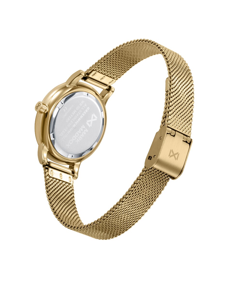 Relógio Analógico Greenwich Caixa de Aço Ip Dourado com Bracelete de Malha Milanesa de Aço Ip Dourado Dourado-2