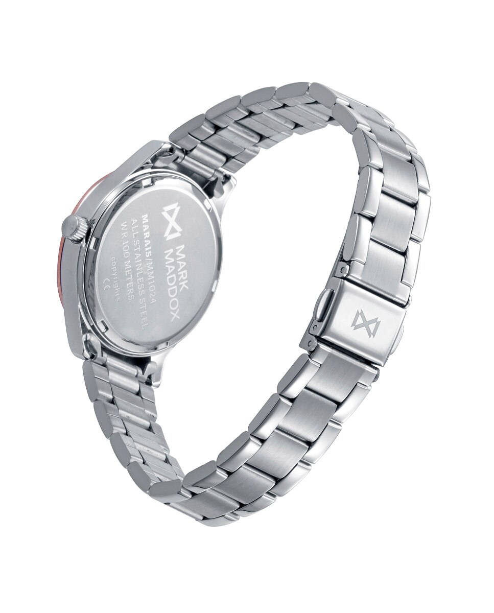 Relógio Analógico Marais Caixa Bicolor de Aço e Ip Rosa com Bracelete de Aço Azul-2