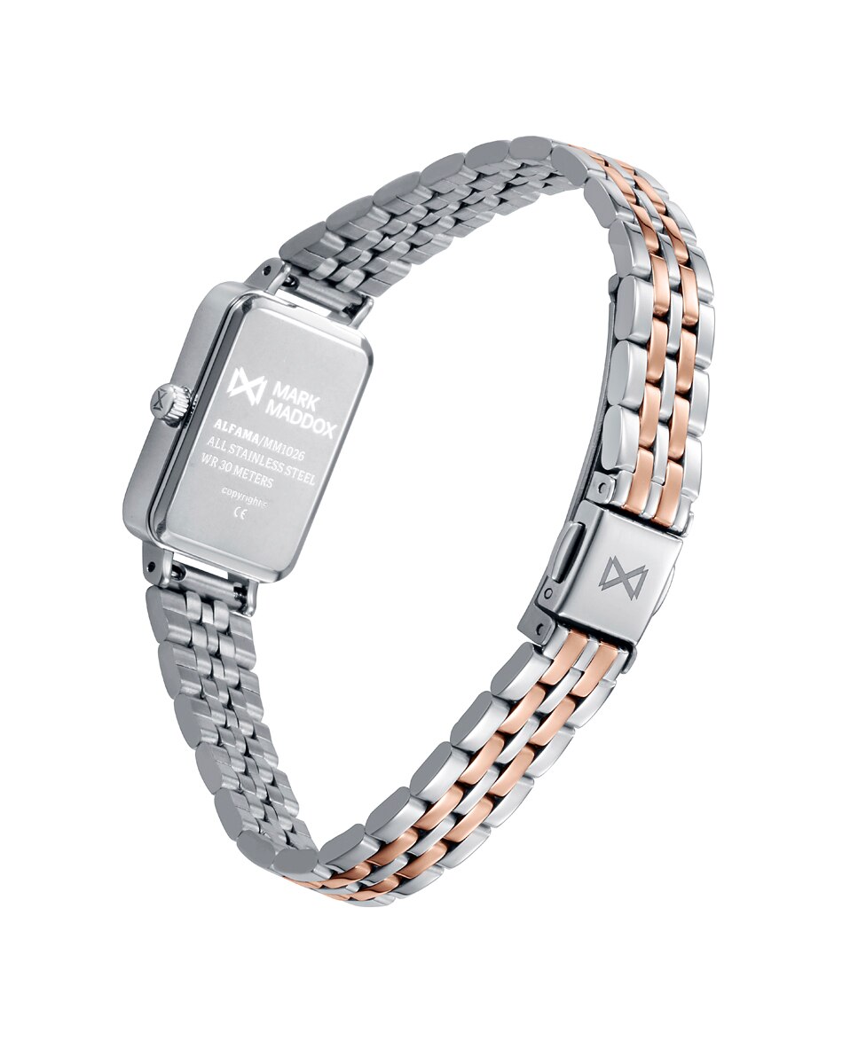Relógio Analógico Alfama Caixa de Aço e Bracelete Bicolor de Aço e Ip Rosa Prata-2