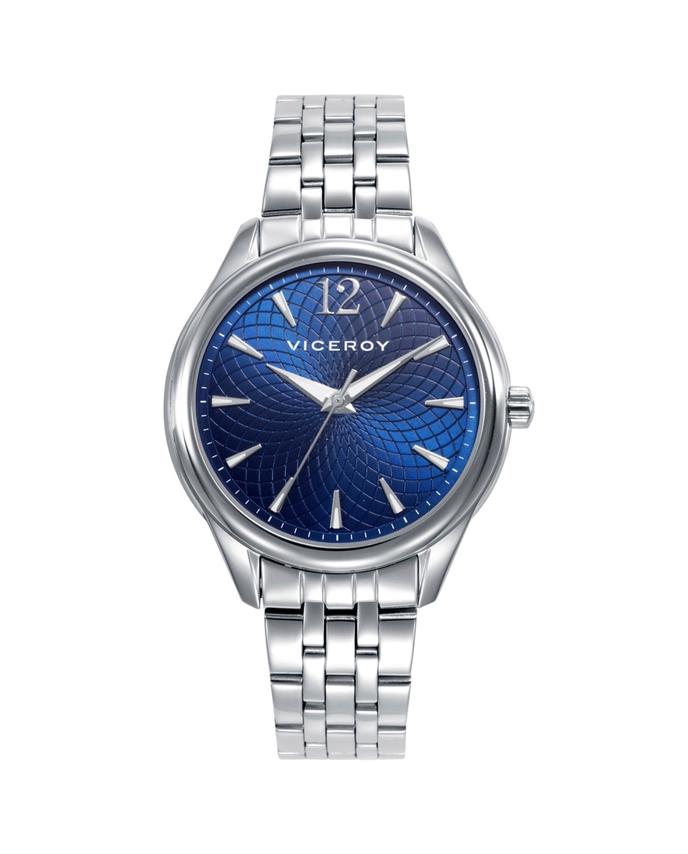 Relógio Analógico Mulher Chic Caixa e Bracelete de Aço Azul-marinho-1