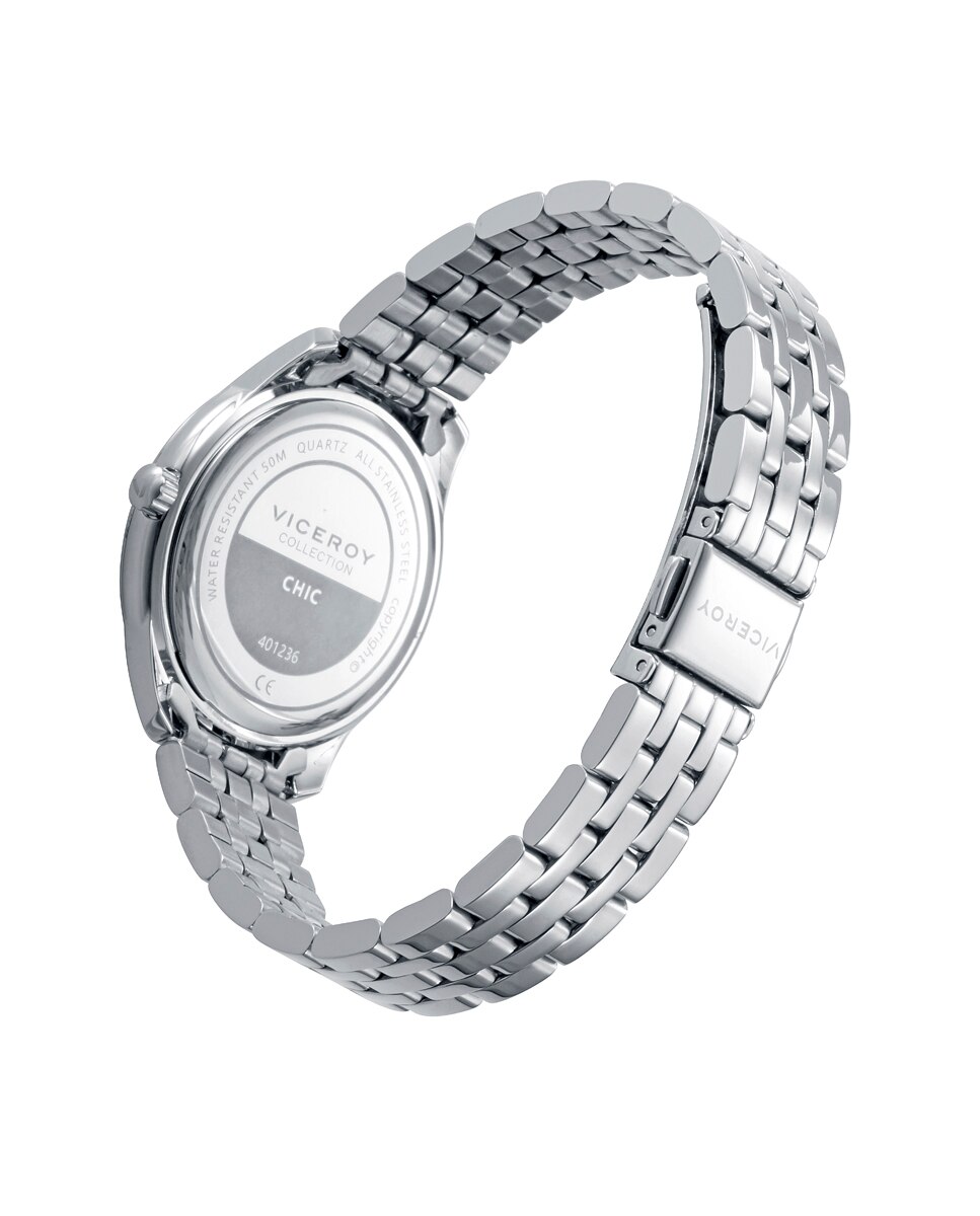 Relógio Analógico Chic Caixa e Bracelete de Aço Prata-2