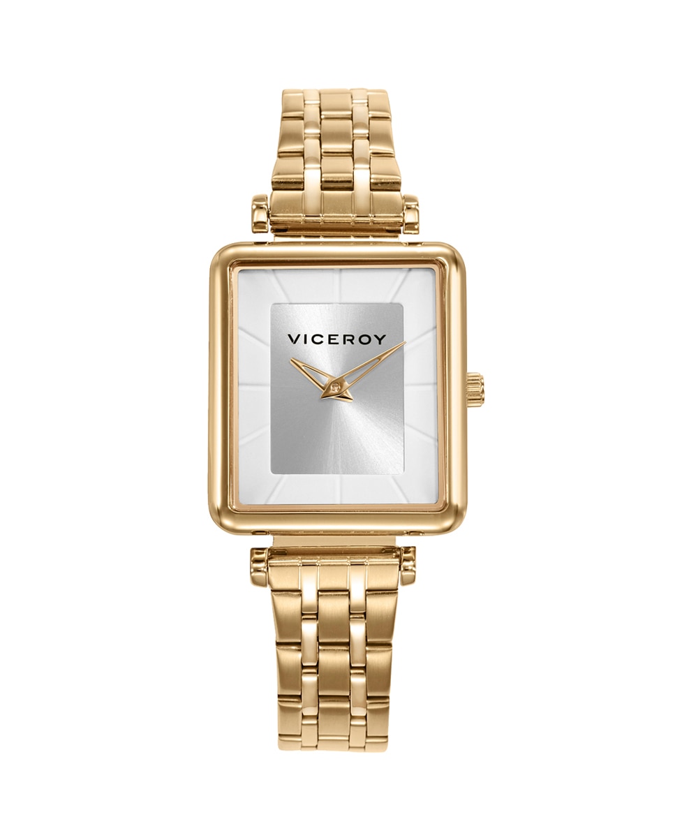 Relógio Analógico Chic Caixa e Bracelete de Aço e Ip Dourado Dourado-1