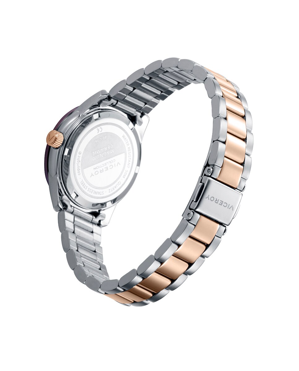 Relógio Analógico Magnum com Caixa de Aço e Bisel Cerâmico Preto com Bracelete Bicolor Castanho-2