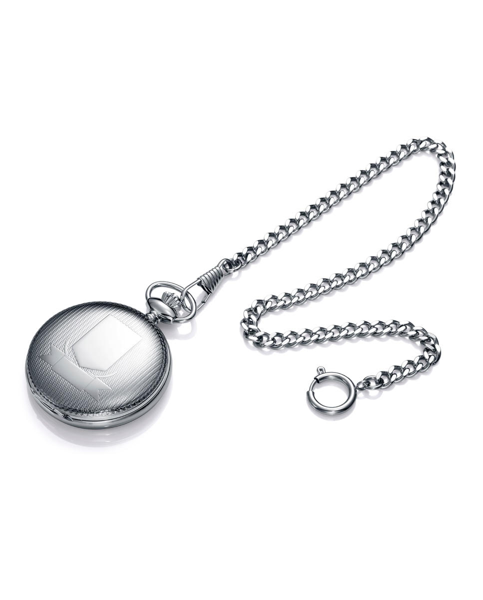 Relógio de Bolso Pocket com Mostrador Branco e Calendário Prateado-2