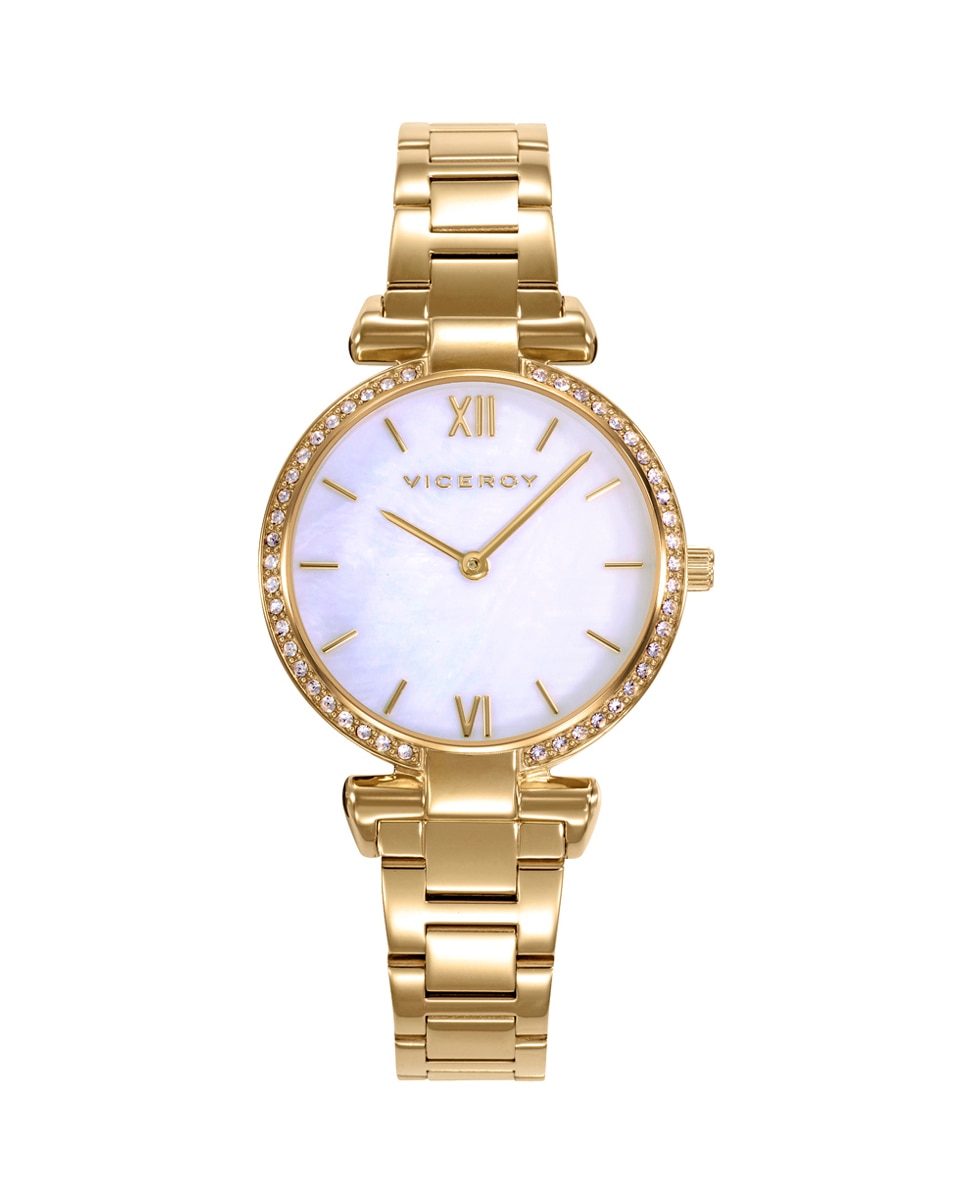 Relógio Analógico Chic com Caixa de Aço e Bracelete em Ip Dourado Dourado-1