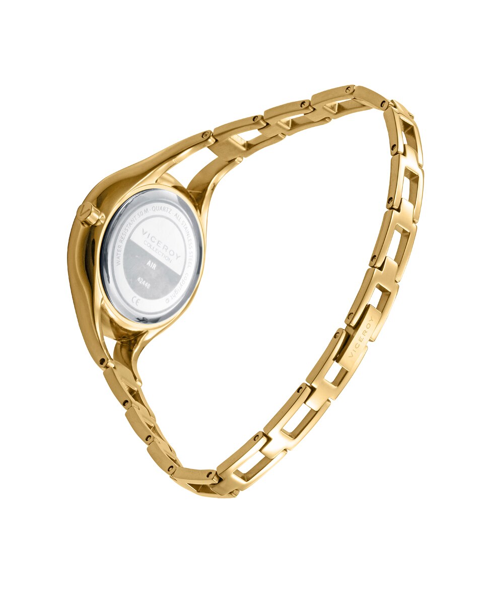 Relógio Analógico Air com Caixa e Bracelete de Aço Dourado-2