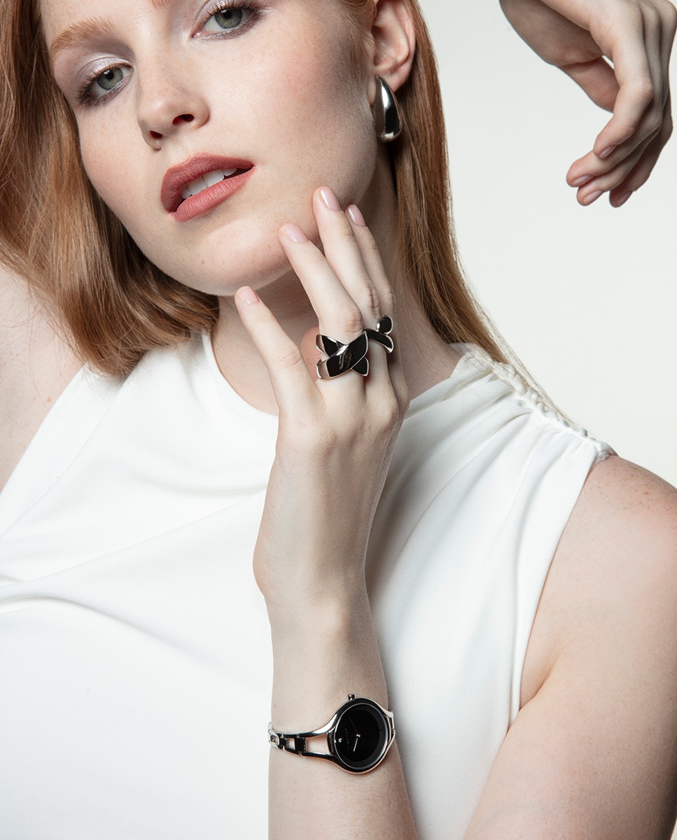 Relógio Analógico Air com Caixa e Bracelete de Aço Prata-4