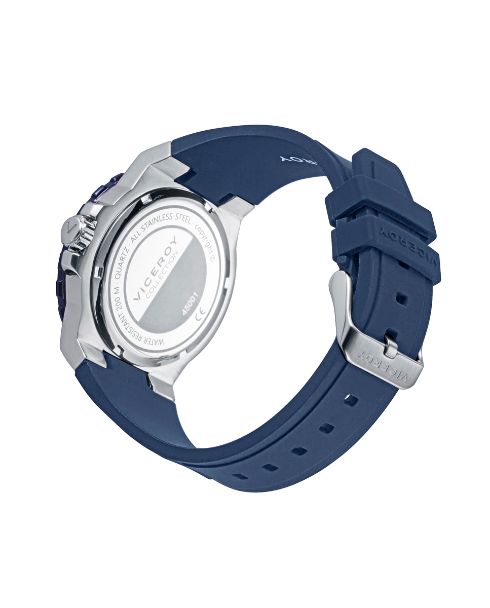 Relógio Analógico Heat com Caixa de Aço com Bisel Ip Azul e Bracelete de Silicone em Azul Cinzento-2