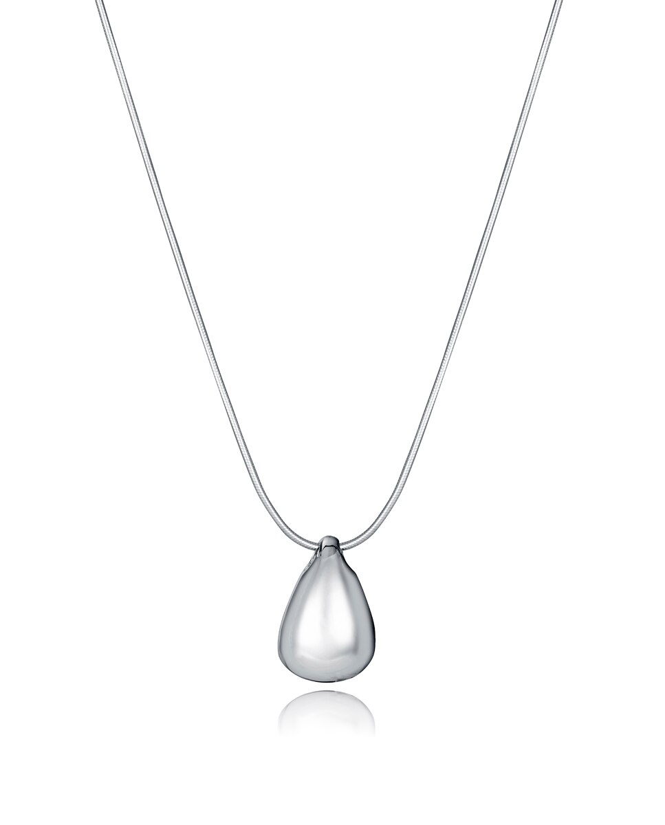 Colar de Prata de Primeira Lei Elegant com Banho de Ródio e Pendente Prateado-1