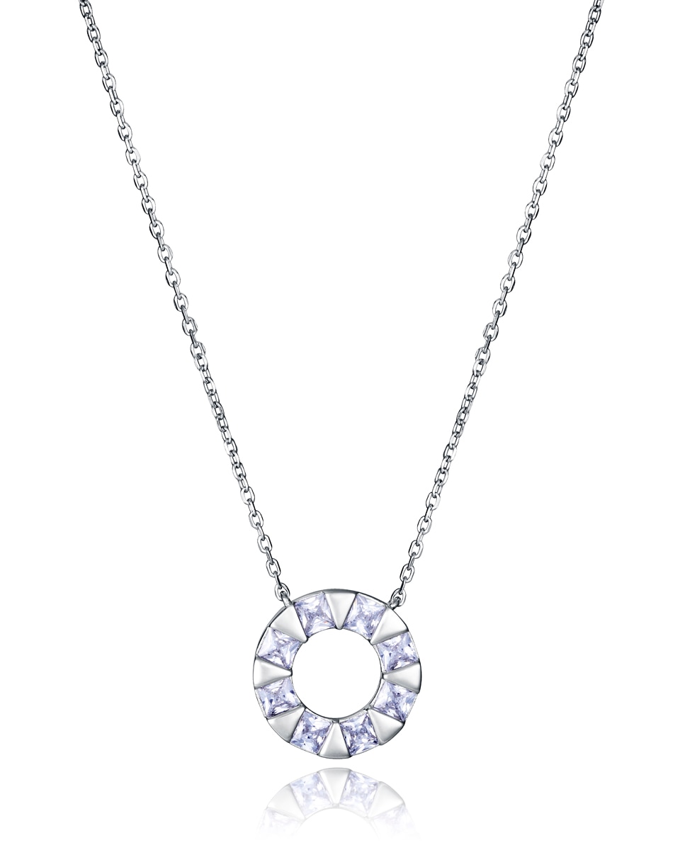 Colar de Prata de Primeira Lei Elegant com Banho de Ródio e Aro com Zircónias Prateado-1