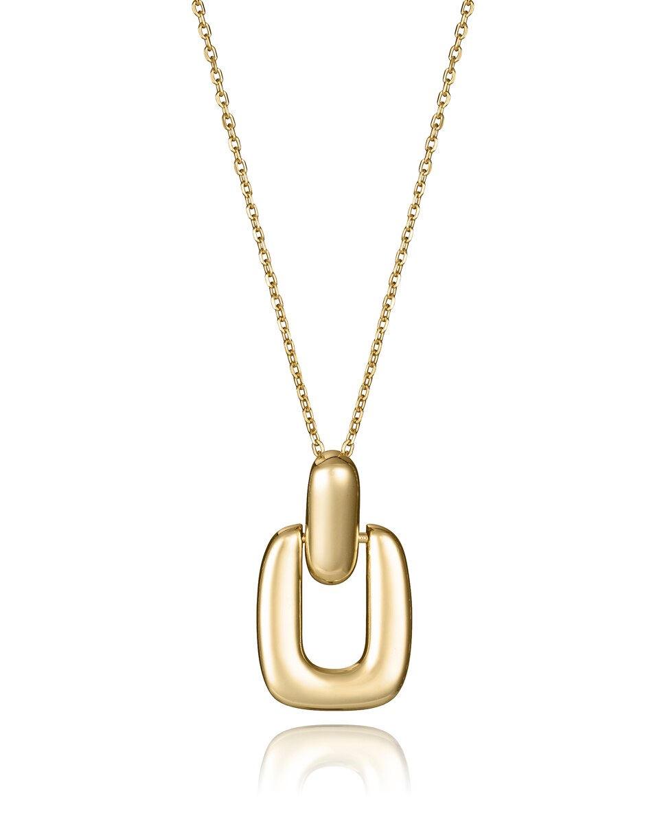 Colar de Prata de Primeira Lei Elegant com Banho de Ouro e Pendente Dourado-1
