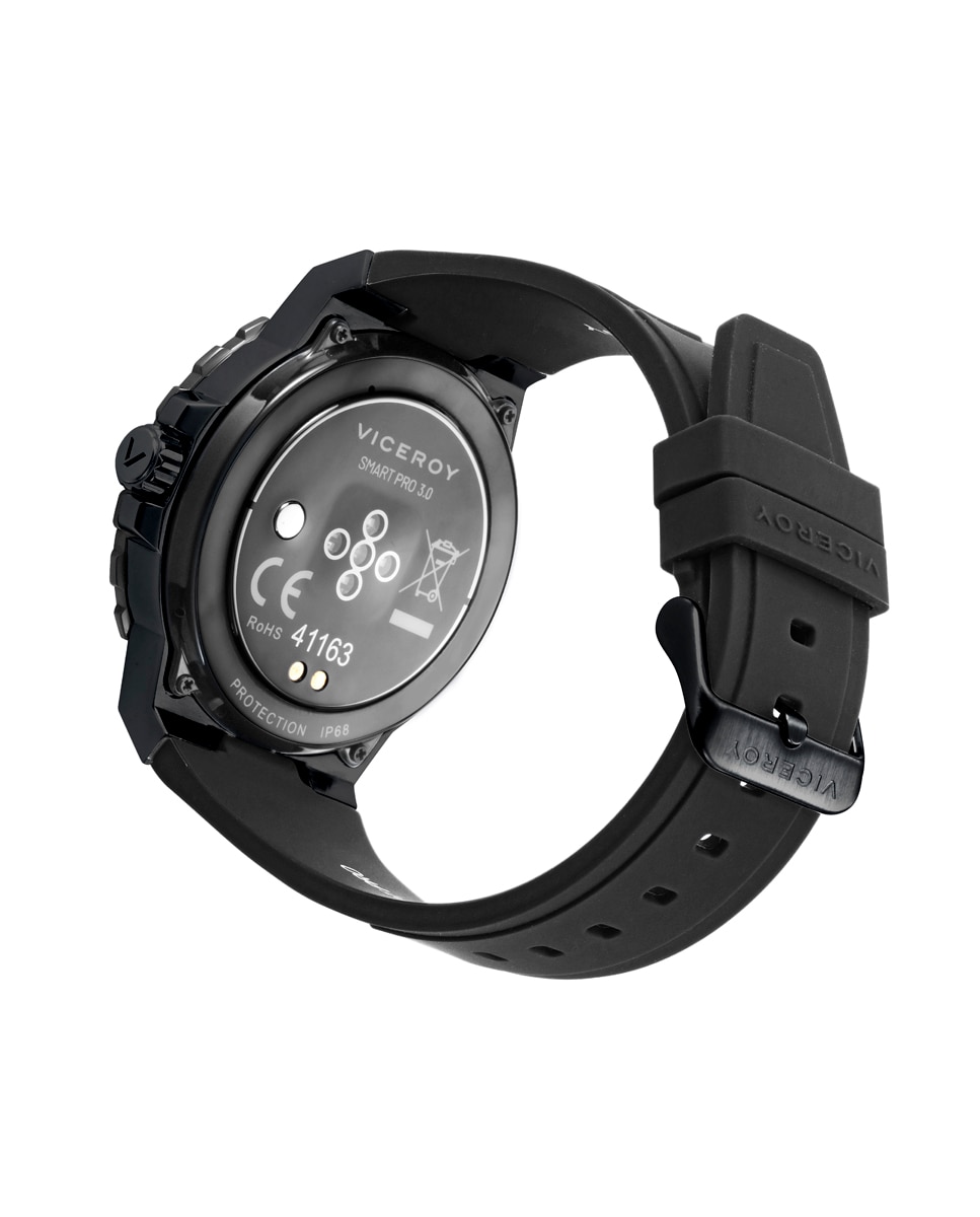Smartwatch de Aço com Caixa Ip Cinzenta e Bracelete de Silicone em Preto Cinzento / Azul-2