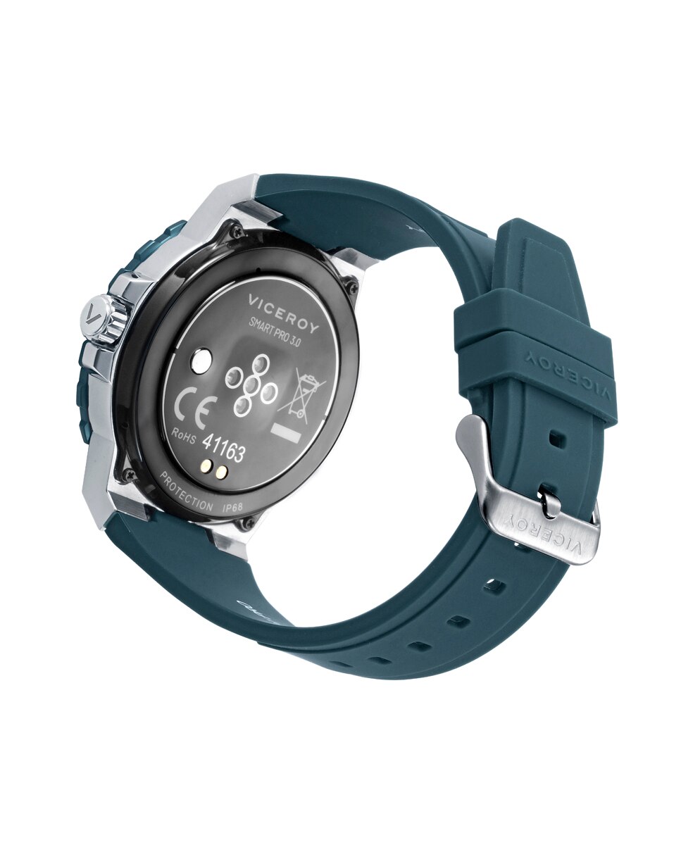 Smartwatch de Aço com Bisel Ip Verde e Bracelete de Silicone Verde Azul / Verde-2