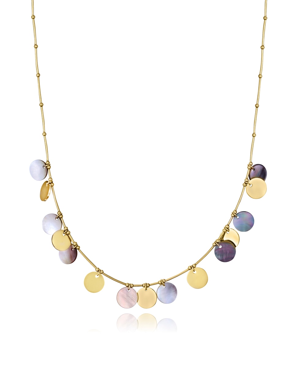 Colar Chic de Aço Ip Dourado e Madrepérola Dourado-1