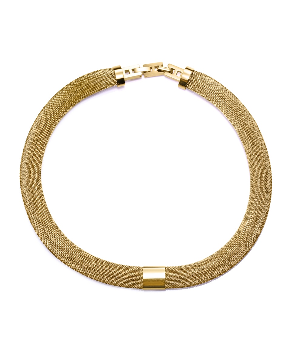 Colar Air de Aço Ip Dourado Mesh Tubular Dourado-1