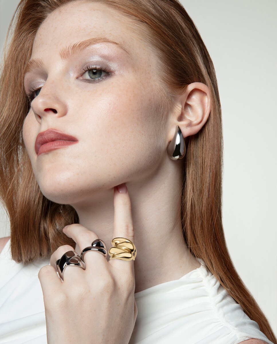 Anel Air de Aço Ip Dourado com Ondas Dourado-2