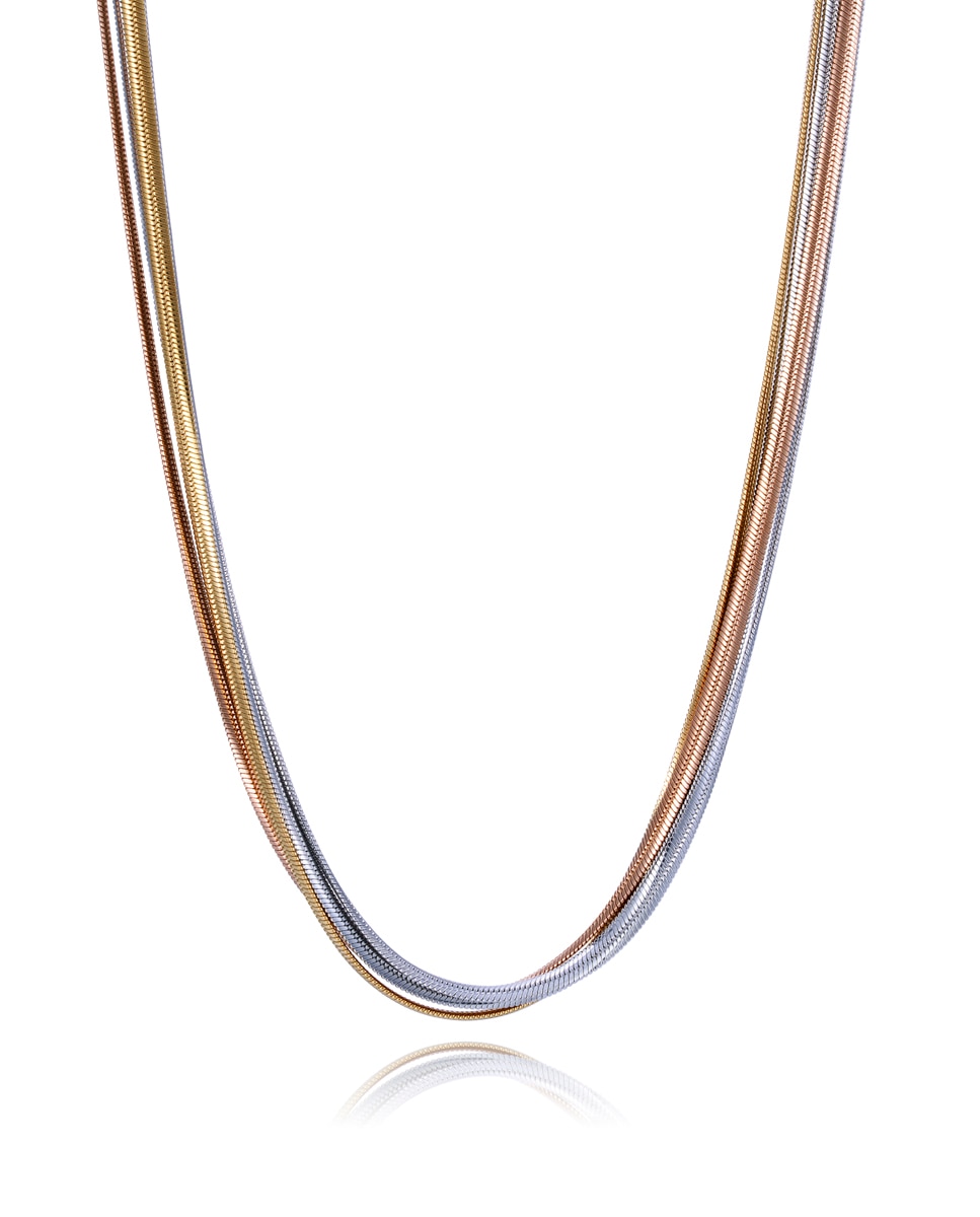 Colar Múltiplo Chic de Aço com Corrente Serpente Multicolor-1